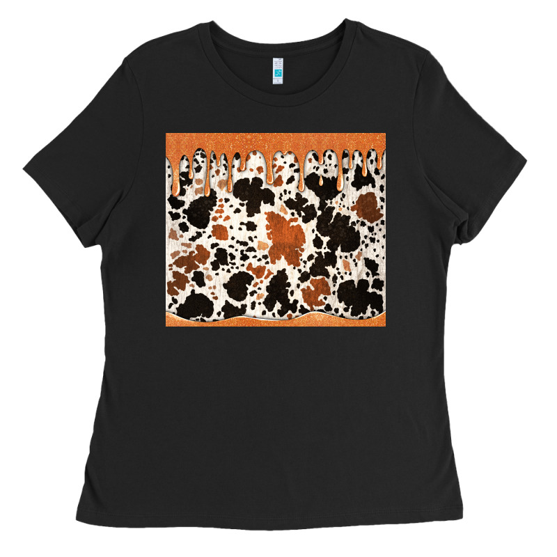 Cowhide Dripping Glitter Tumbler Ladies Tee by Jasminsmagicworld | Teevron