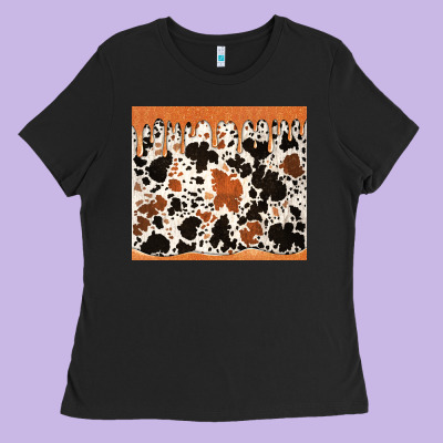 Cowhide Dripping Glitter Tumbler Ladies Tee Designed By Jasminsmagicworld