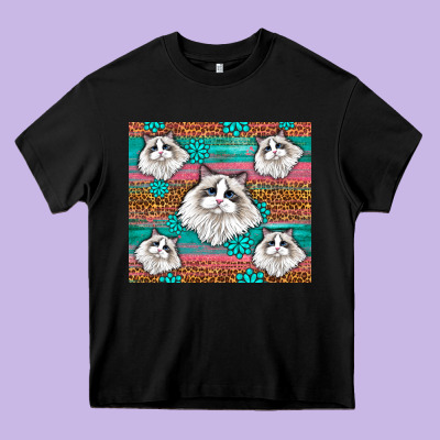 Western Ragdoll Cat Heavy Core Tee Designed By Lillyallendesigns