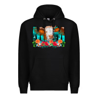 Black Cow Mom Turquoise Tooled Leather Flowers Premium Hoodie - CowCowDesign