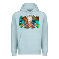 Blue Mist Cow Mom Turquoise Tooled Leather Flowers Premium Hoodie - CowCowDesign