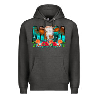Charcoal Heather Cow Mom Turquoise Tooled Leather Flowers Premium Hoodie - CowCowDesign