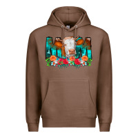 Chestnut Cow Mom Turquoise Tooled Leather Flowers Premium Hoodie - CowCowDesign