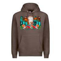 Coffee Cow Mom Turquoise Tooled Leather Flowers Premium Hoodie - CowCowDesign