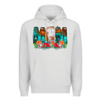 Dove Grey Cow Mom Turquoise Tooled Leather Flowers Premium Hoodie - CowCowDesign
