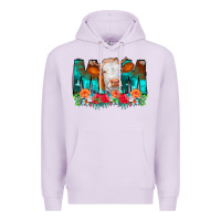 Lilac Cow Mom Turquoise Tooled Leather Flowers Premium Hoodie - CowCowDesign