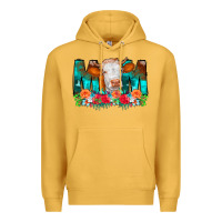 Mustard Cow Mom Turquoise Tooled Leather Flowers Premium Hoodie - CowCowDesign