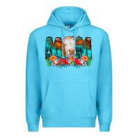 Ocean Blue Cow Mom Turquoise Tooled Leather Flowers Premium Hoodie - CowCowDesign
