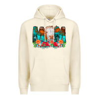 Sandshell Cow Mom Turquoise Tooled Leather Flowers Premium Hoodie - CowCowDesign