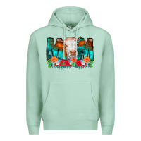 Seafoam Cow Mom Turquoise Tooled Leather Flowers Premium Hoodie - CowCowDesign