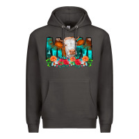 Smoke Cow Mom Turquoise Tooled Leather Flowers Premium Hoodie - CowCowDesign