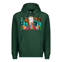 Sports Green Cow Mom Turquoise Tooled Leather Flowers Premium Hoodie - CowCowDesign