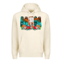 Tofu Cow Mom Turquoise Tooled Leather Flowers Premium Hoodie - CowCowDesign