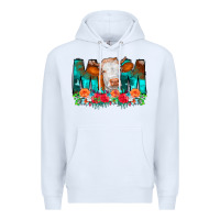 White Cow Mom Turquoise Tooled Leather Flowers Premium Hoodie - CowCowDesign