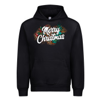 Black Merry Christmas Urban Hoodie - CowhideDigitalArt