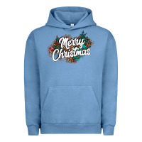 Pigment Pebble Blue Merry Christmas Urban Hoodie - CowhideDigitalArt