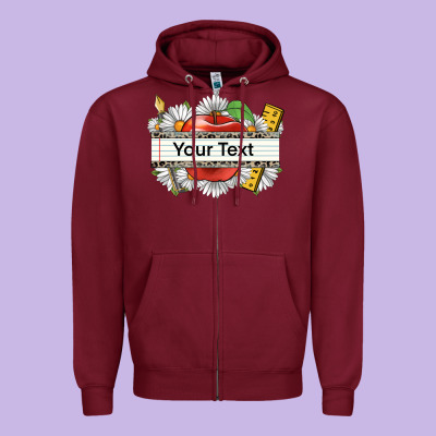 Floral Teacher Custom Name Zipper Hoodie Designed By Cowgirlartshop