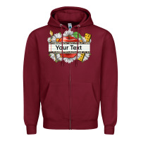 Burgundy floral teacher custom name Zipper Hoodie - CowGirlArtShop