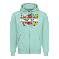 Seafoam floral teacher custom name Zipper Hoodie - CowGirlArtShop