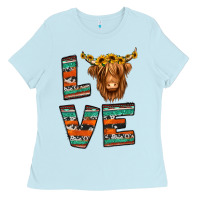 Baby Blue love highland cow Ladies Tee - Jasminsmagicworld