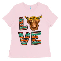Bubblegum Pink love highland cow Ladies Tee - Jasminsmagicworld