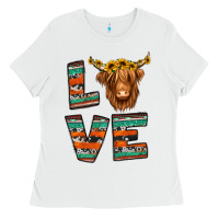 White love highland cow Ladies Tee - Jasminsmagicworld
