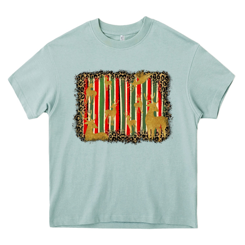 Christmas Reindeers Leopard Background Heavy Core Tee by BarkalooDesign | Teevron