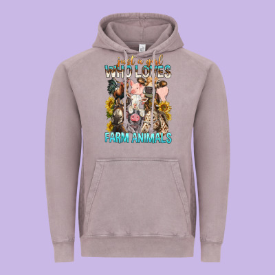 Just A Girl Who Loves Farm Animals Vintage Hoodie Designed By Bundleandbundleshop