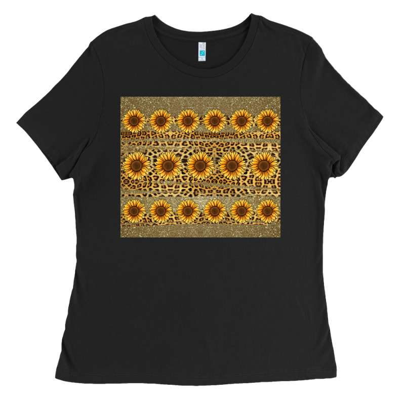 Leopard Glitter Sunflower Tumbler Ladies Tee by Jasminsmagicworld | Teevron