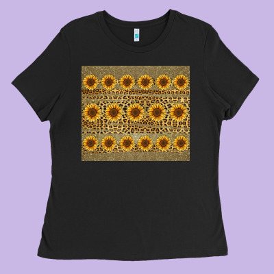 Leopard Glitter Sunflower Tumbler Ladies Tee Designed By Jasminsmagicworld