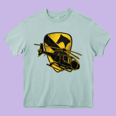1st Cavalry Division Chopper Helicopter Air Cav Heavy Core Tee Designed By Jasminsmagicworld