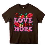 Chocolate Brown i love you more with lips and strawberry Heavy Core Tee - AdoDesignShop