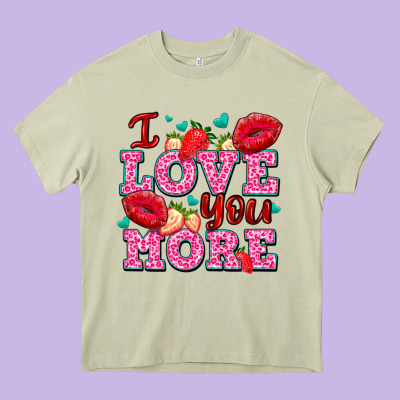 I Love You More With Lips And Strawberry Heavy Core Tee Designed By Adodesignshop