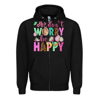 Black Don't worry be happy Easter Day Zipper Hoodie - HowdyJamesFarm