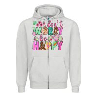 Dove Grey Don't worry be happy Easter Day Zipper Hoodie - HowdyJamesFarm