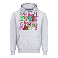 Heather Grey Don't worry be happy Easter Day Zipper Hoodie - HowdyJamesFarm