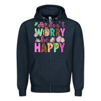 Navy Don't worry be happy Easter Day Zipper Hoodie - HowdyJamesFarm