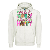 Oatmeal Heather Don't worry be happy Easter Day Zipper Hoodie - HowdyJamesFarm