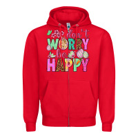Red Don't worry be happy Easter Day Zipper Hoodie - HowdyJamesFarm