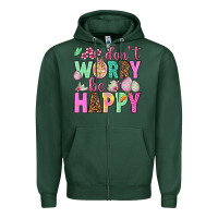Sports Green Don't worry be happy Easter Day Zipper Hoodie - HowdyJamesFarm