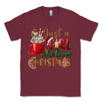 Burgundy just a girl who loves christmas Classic Tee - BundleAndBundleShop
