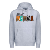 Heather Grey Blessed Momma Premium Hoodie - CowCowDesign