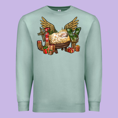 Joy Christmas With Baby Jesus Bbs Premium Sweatshirt Designed By Bundleandbundleshop