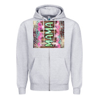 Heather Grey Mama leopard Zipper Hoodie - CowGirlArtShop