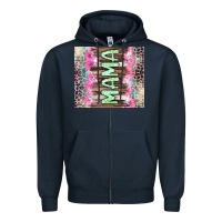 Navy Mama leopard Zipper Hoodie - CowGirlArtShop