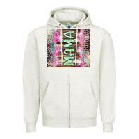 Oatmeal Heather Mama leopard Zipper Hoodie - CowGirlArtShop