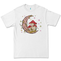 White moon and mushrooms Premium Tee - MaliasSmallBusiness