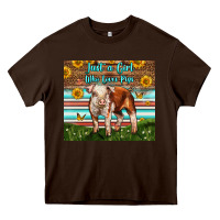 Chocolate Brown Just A Girl Who Loves Pig Heavy Core Tee - LillyAllenDesigns