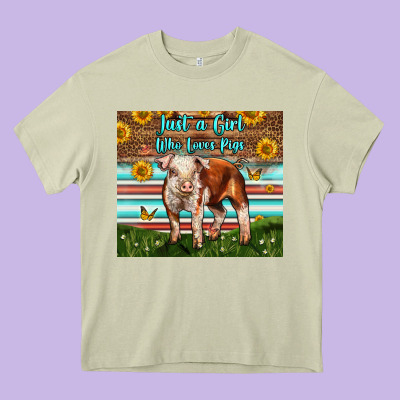 Just A Girl Who Loves Pig Heavy Core Tee Designed By Lillyallendesigns