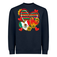Navy Mexican Hearts Heavyweight Sweatshirt - texasbilliewilder
